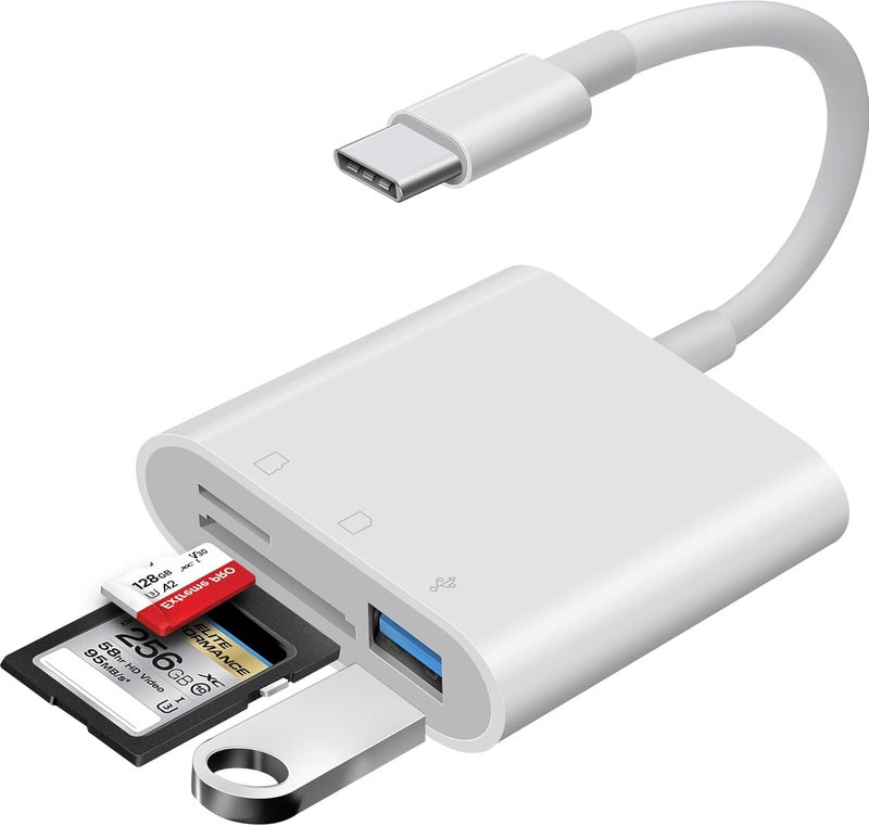 WNXSLOAD USB-C SD Card Reader, Memory Card Reader for Micro SD/SD Cards, Type C SD Adapter Compatible with iPhone 15 16, Samsung Galaxy, MacBook, iPad and More USB C Devices - 3 Slots - Image 1